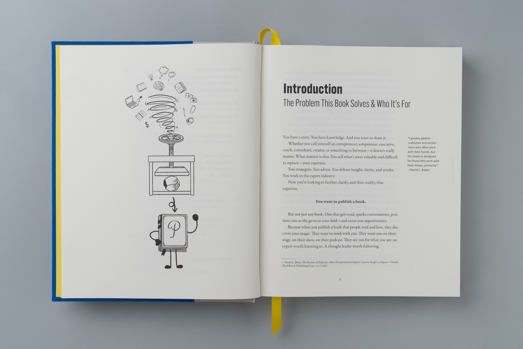 The Introduction spread, with its hand-drawn illustration of the press