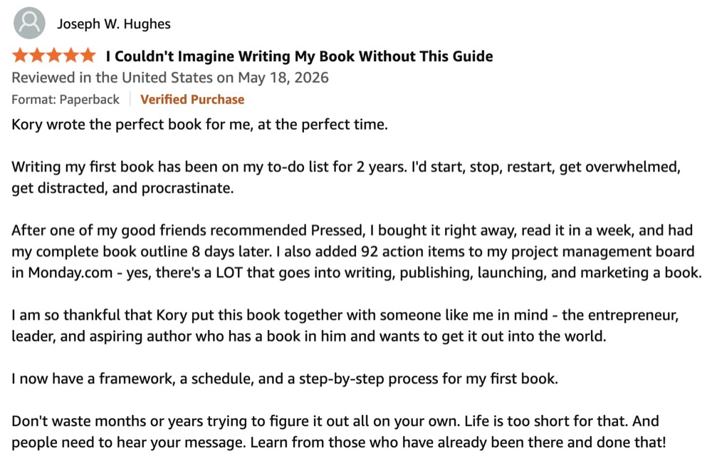 Amazon review of Pressed by Joseph W. Hughes