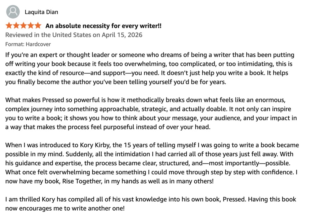Amazon review of Pressed by Laquita Dian