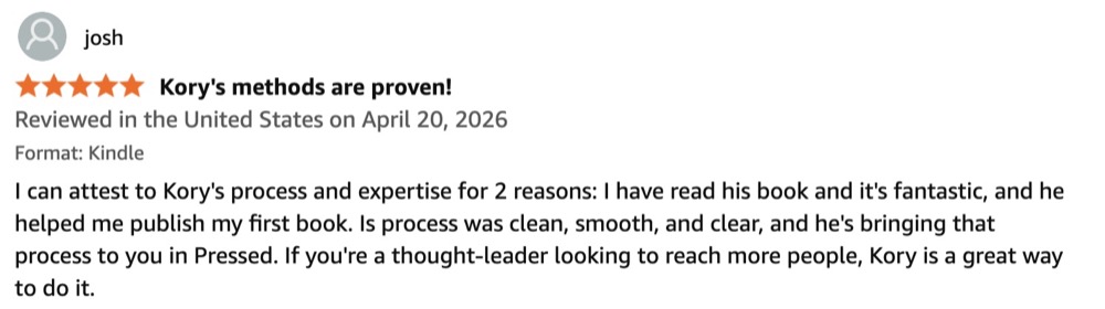 Amazon review of Pressed by josh