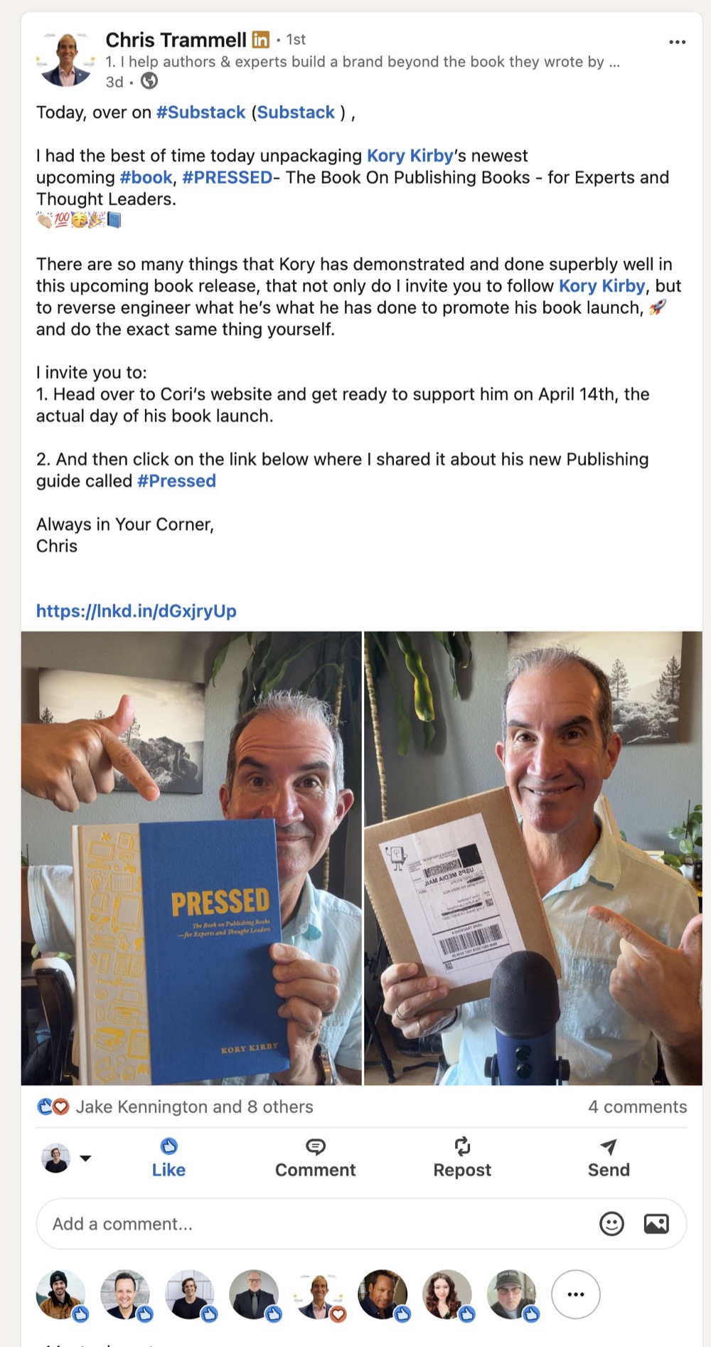 LinkedIn post by Chris Trammell about Pressed