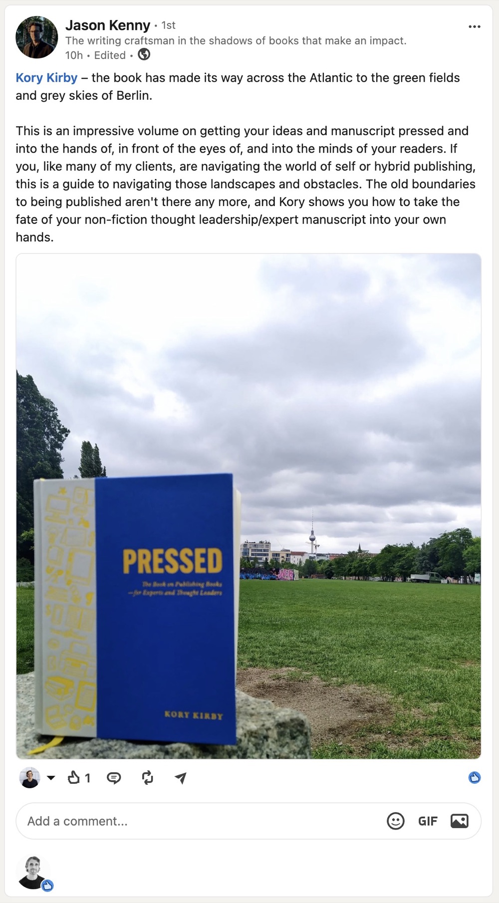 LinkedIn post by Jason Kenny about Pressed