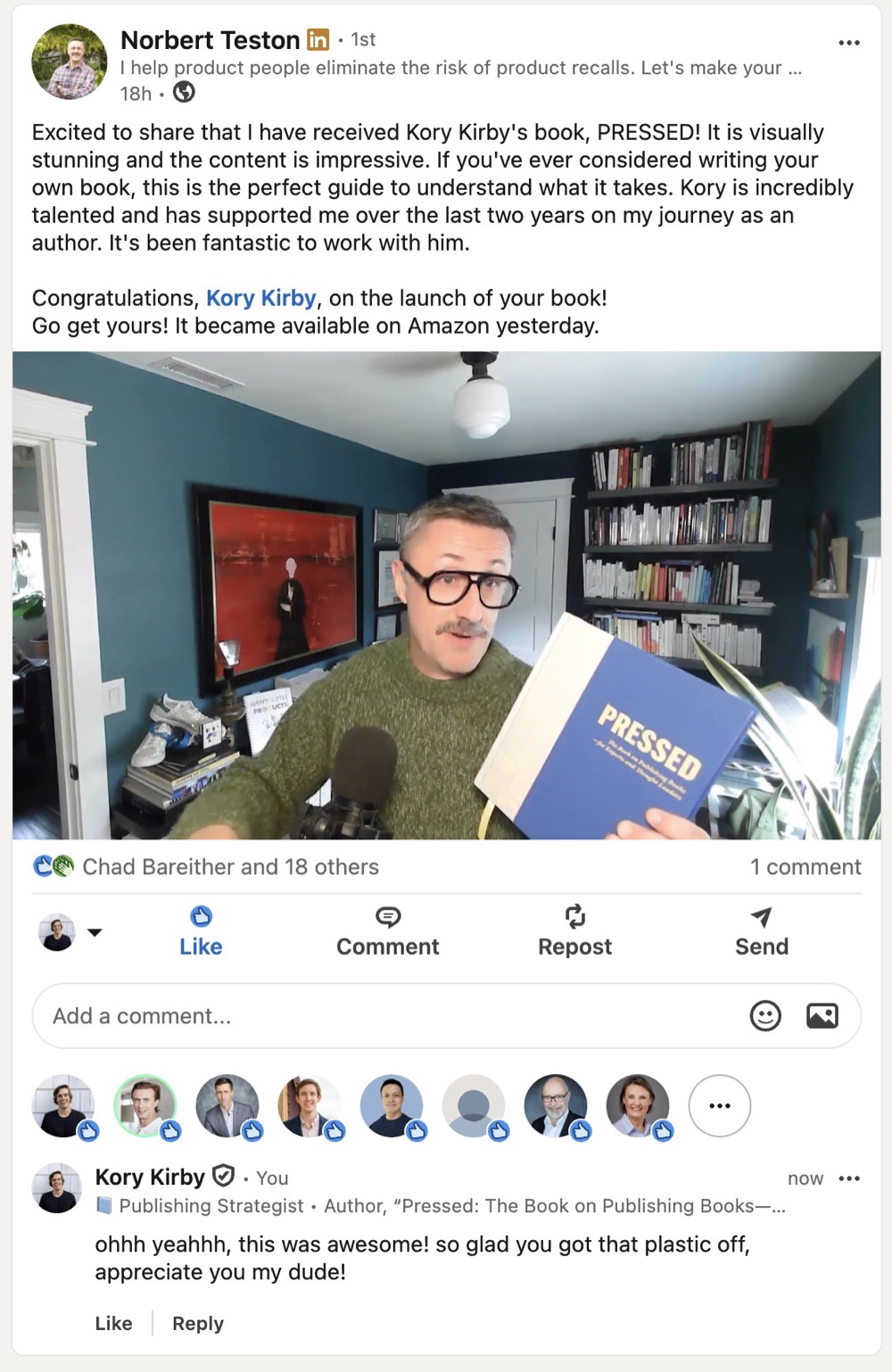 LinkedIn post by Norbert Teston about Pressed