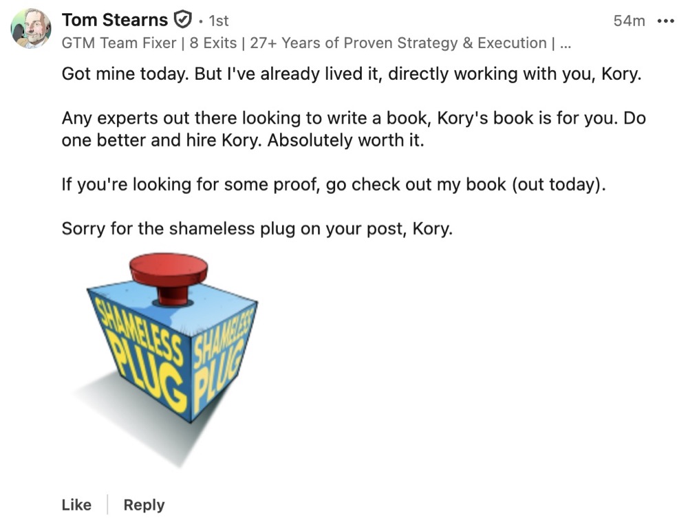 LinkedIn comment by Tom Stearns about Pressed