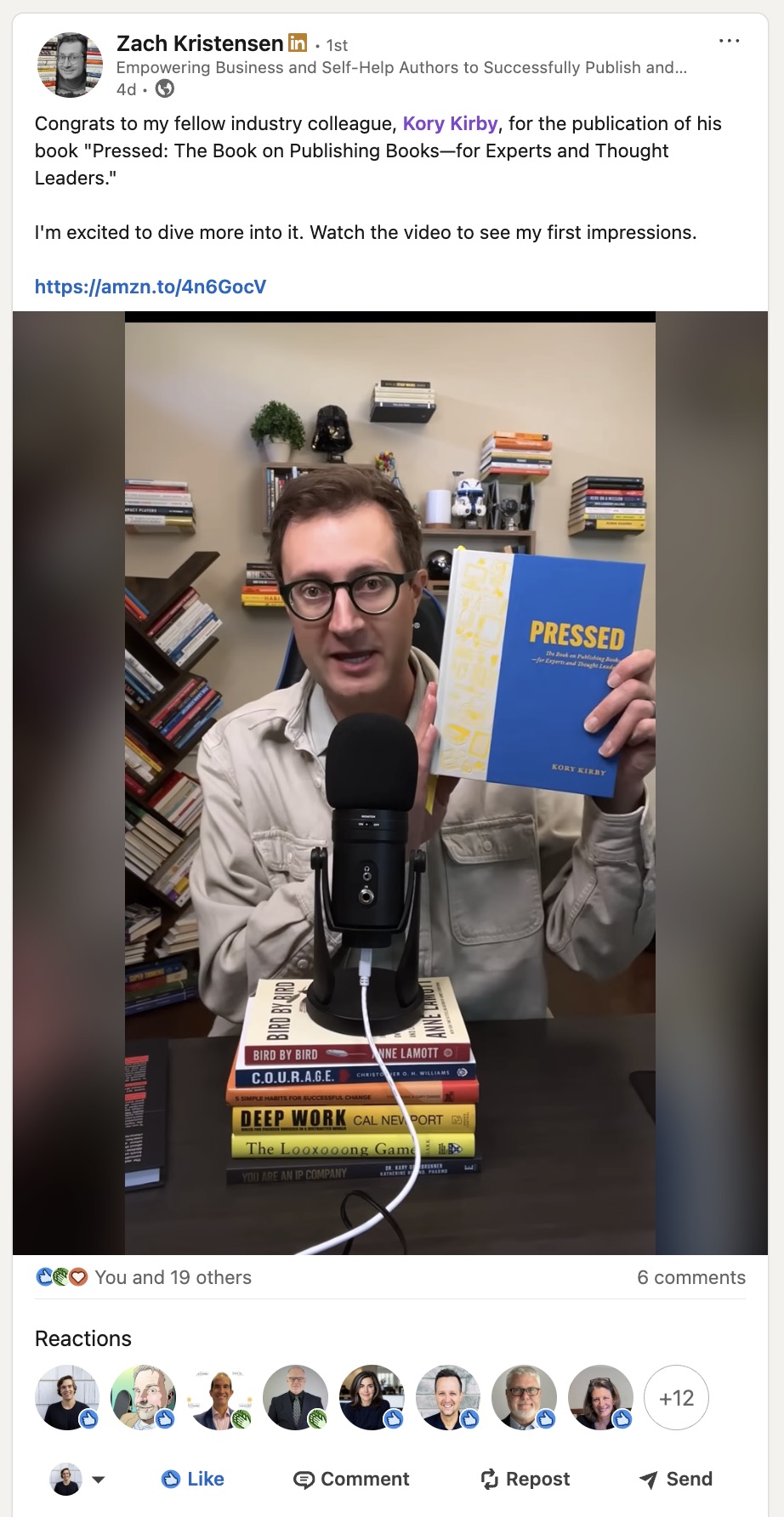 LinkedIn post by Zach Kristensen about Pressed
